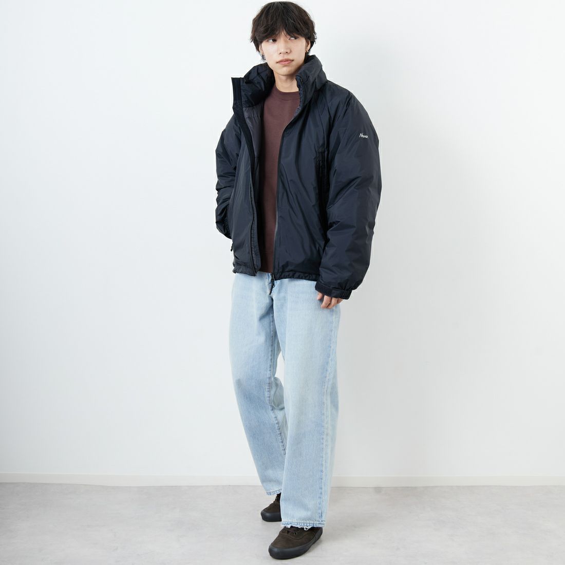 JEANSFACTORY × NANGA [ジーンズファクトリー × ナンガ] 別注 オーロラテックスダウンジャケット [JMP-254-030-JF] BLACK &&モデル身長：179cm 着用サイズ：XL&&