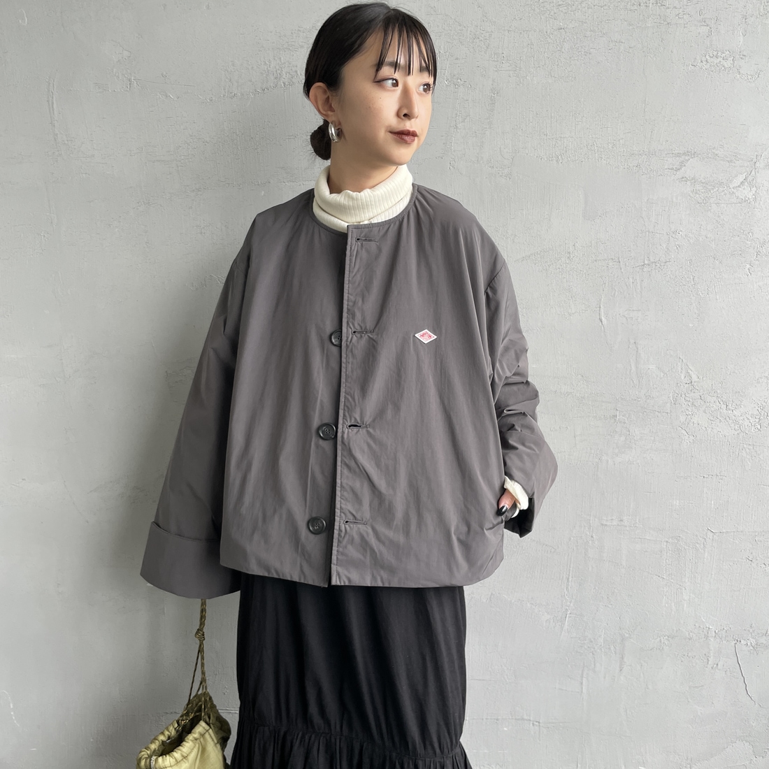 DANTON [ダントン] カラーレスワイドジャケット [DT-A0672PNT] CHARCOAL &&モデル身長：150cm 着用サイズ：36&&