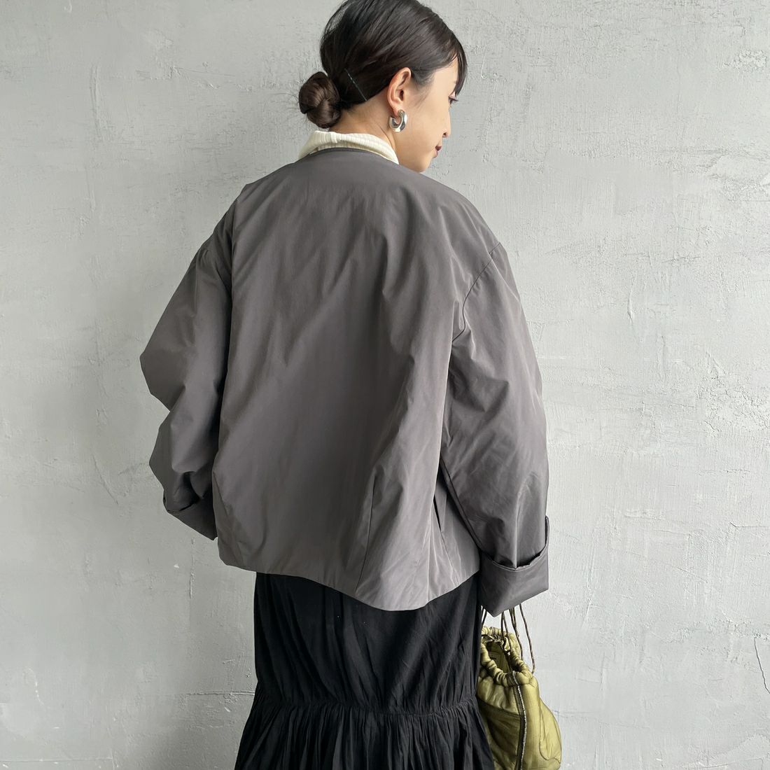 DANTON [ダントン] カラーレスワイドジャケット [DT-A0672PNT] CHARCOAL &&モデル身長：150cm 着用サイズ：36&&