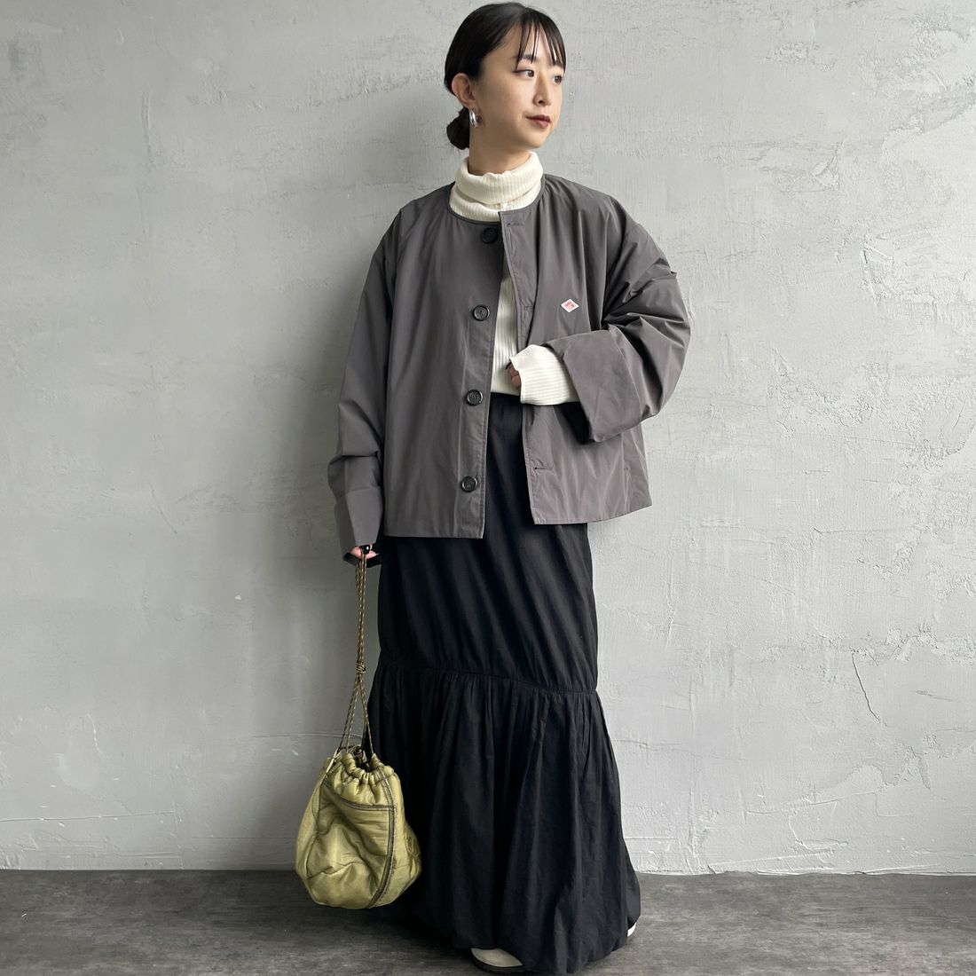 DANTON [ダントン] カラーレスワイドジャケット [DT-A0672PNT] CHARCOAL &&モデル身長：150cm 着用サイズ：36&&