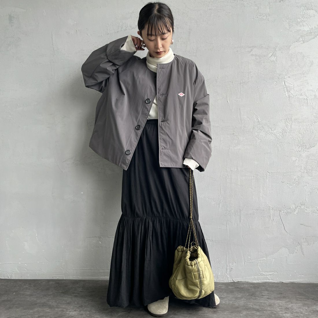 DANTON [ダントン] カラーレスワイドジャケット [DT-A0672PNT] CHARCOAL &&モデル身長：150cm 着用サイズ：36&&