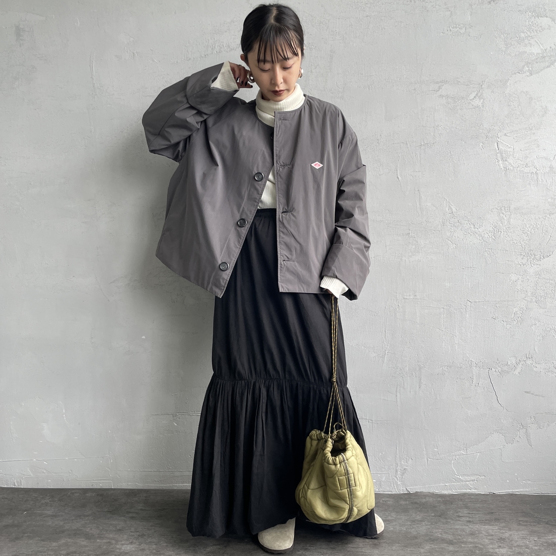 DANTON [ダントン] カラーレスワイドジャケット [DT-A0672PNT] CHARCOAL &&モデル身長：150cm 着用サイズ：36&&