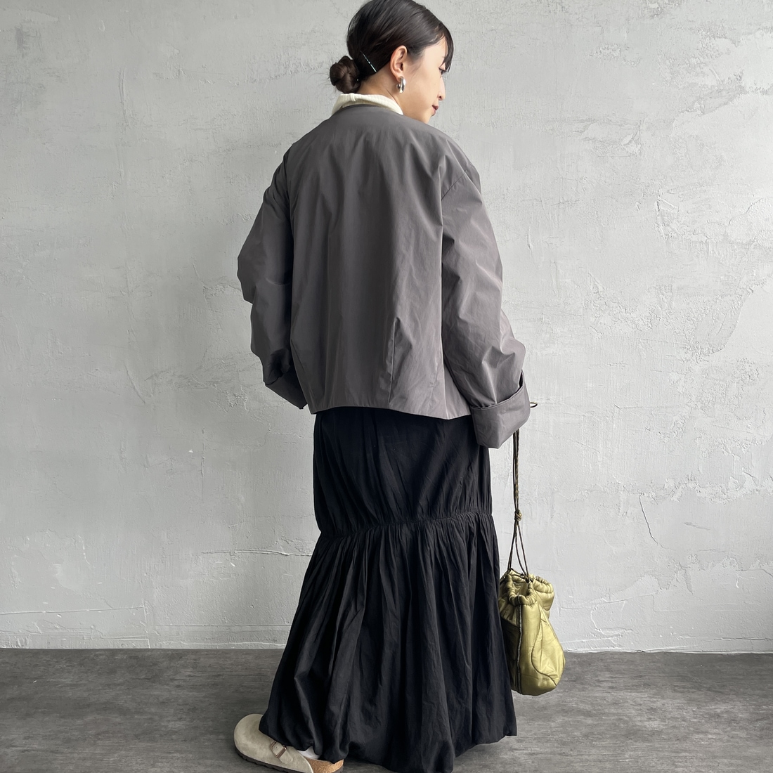 DANTON [ダントン] カラーレスワイドジャケット [DT-A0672PNT] CHARCOAL &&モデル身長：150cm 着用サイズ：36&&