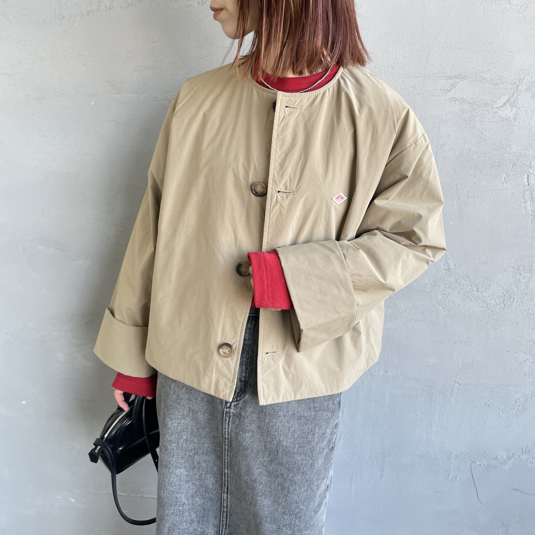 DANTON [ダントン] カラーレスワイドジャケット [DT-A0672PNT] BEIGE &&モデル身長：158cm 着用サイズ：36&&