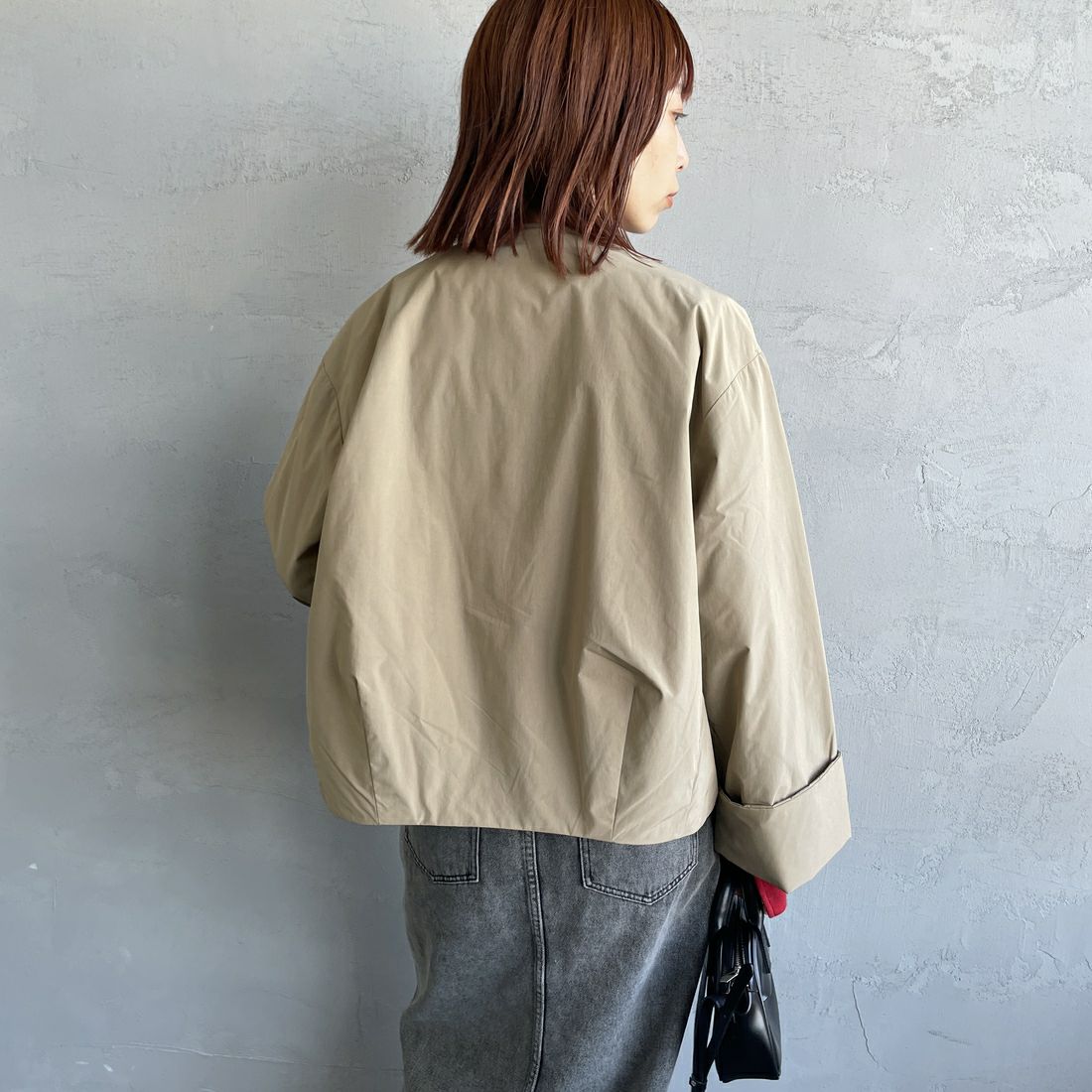 DANTON [ダントン] カラーレスワイドジャケット [DT-A0672PNT] BEIGE &&モデル身長：158cm 着用サイズ：36&&