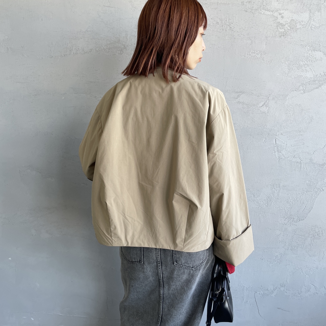 DANTON [ダントン] カラーレスワイドジャケット [DT-A0672PNT] BEIGE &&モデル身長：158cm 着用サイズ：36&&