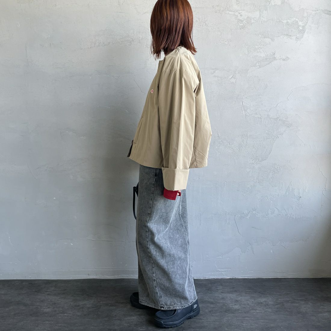 DANTON [ダントン] カラーレスワイドジャケット [DT-A0672PNT] BEIGE &&モデル身長：158cm 着用サイズ：36&&