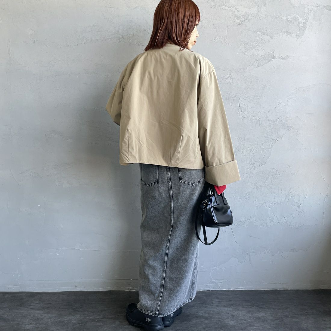 DANTON [ダントン] カラーレスワイドジャケット [DT-A0672PNT] BEIGE &&モデル身長：158cm 着用サイズ：36&&