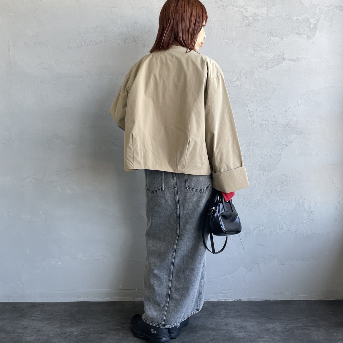 DANTON [ダントン] カラーレスワイドジャケット [DT-A0672PNT] BEIGE &&モデル身長：158cm 着用サイズ：36&&