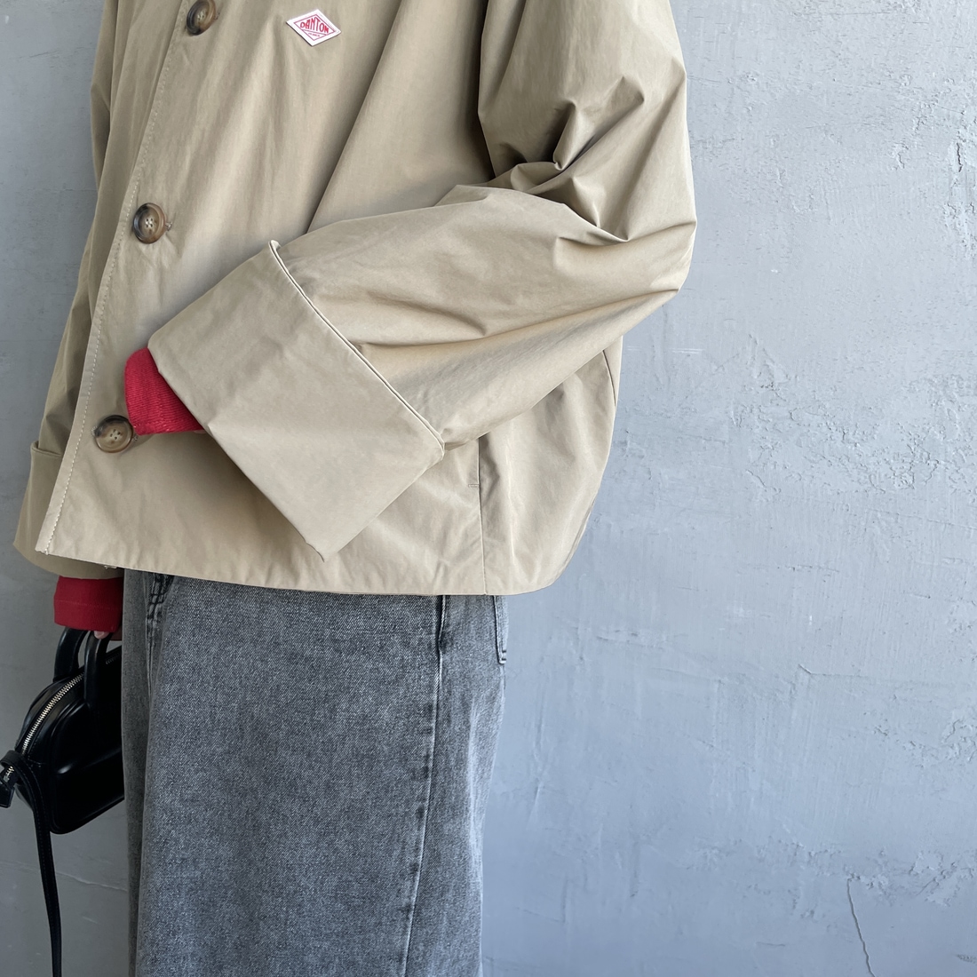 DANTON [ダントン] カラーレスワイドジャケット [DT-A0672PNT] BEIGE &&モデル身長：158cm 着用サイズ：36&&