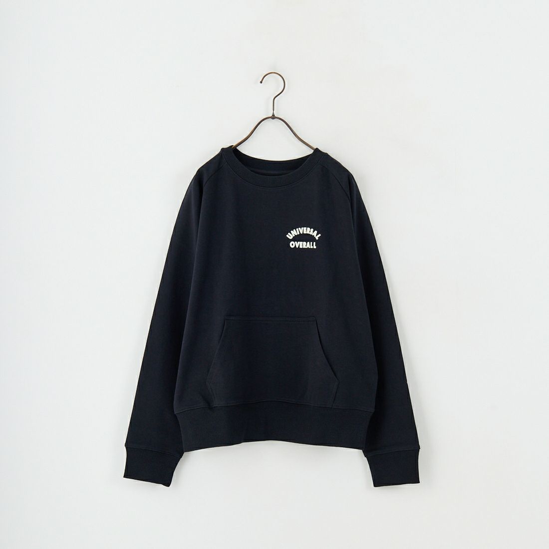 UNIVERSAL OVERALL [ユニバーサルオーバーオール] 別注 ワンポイントロゴ刺繍 ラグランスリーブスウェット [U2532201IN-JF] BLACK