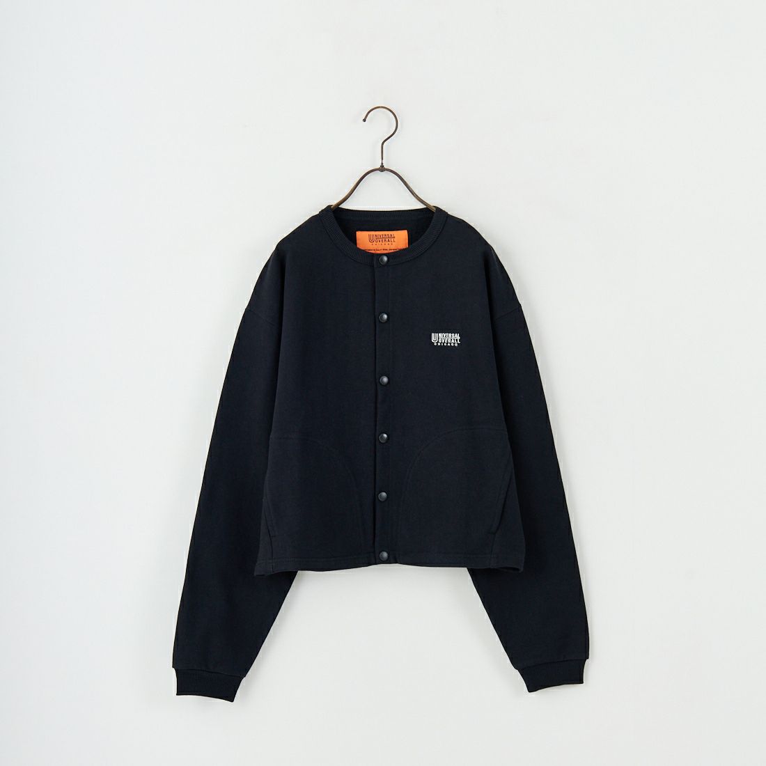 UNIVERSAL OVERALL [ユニバーサルオーバーオール] 別注 ワンポイントロゴ刺繍 スウェットカーディガン [U2532270IN-JF] BLACK