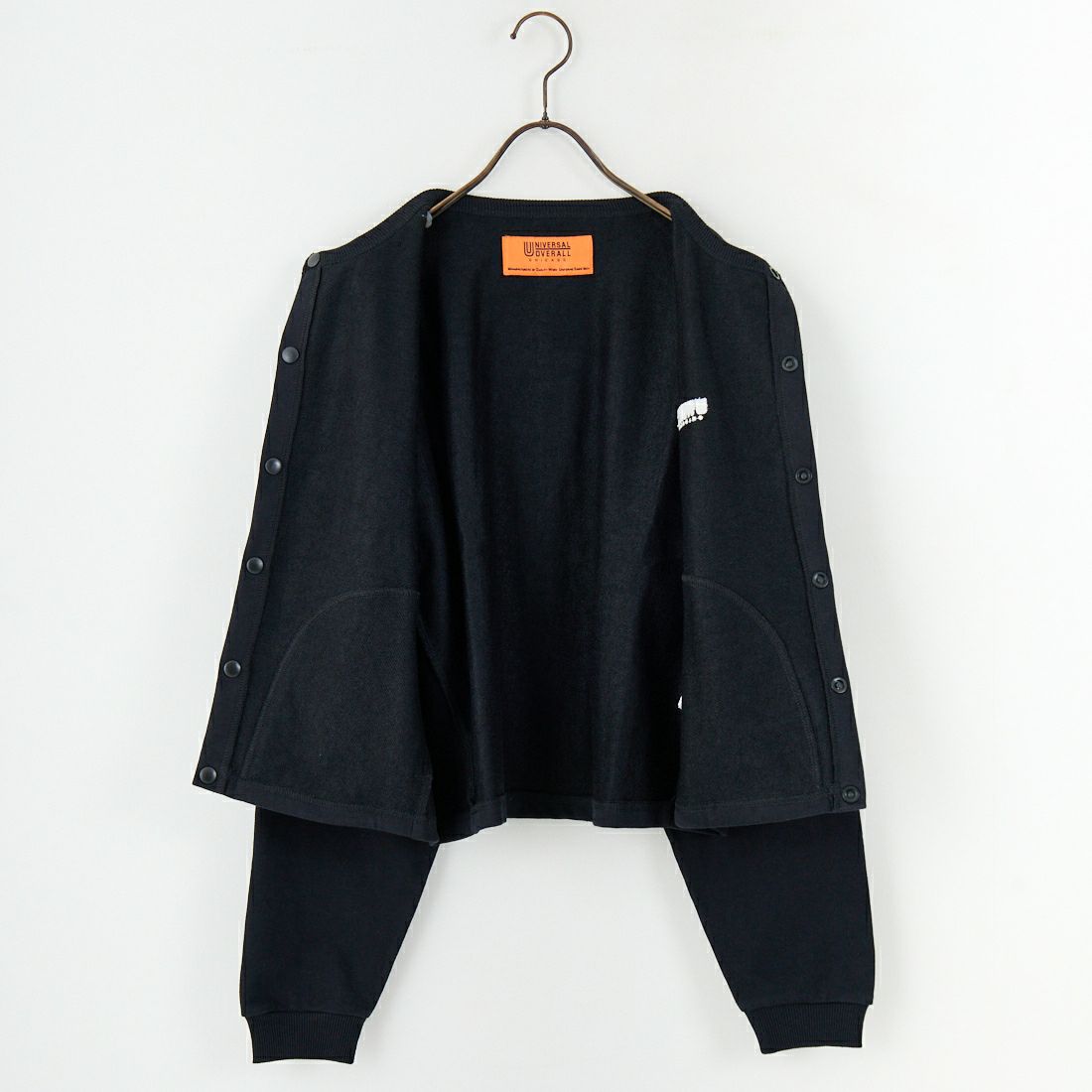 UNIVERSAL OVERALL [ユニバーサルオーバーオール] 別注 ワンポイントロゴ刺繍 スウェットカーディガン [U2532270IN-JF] BLACK