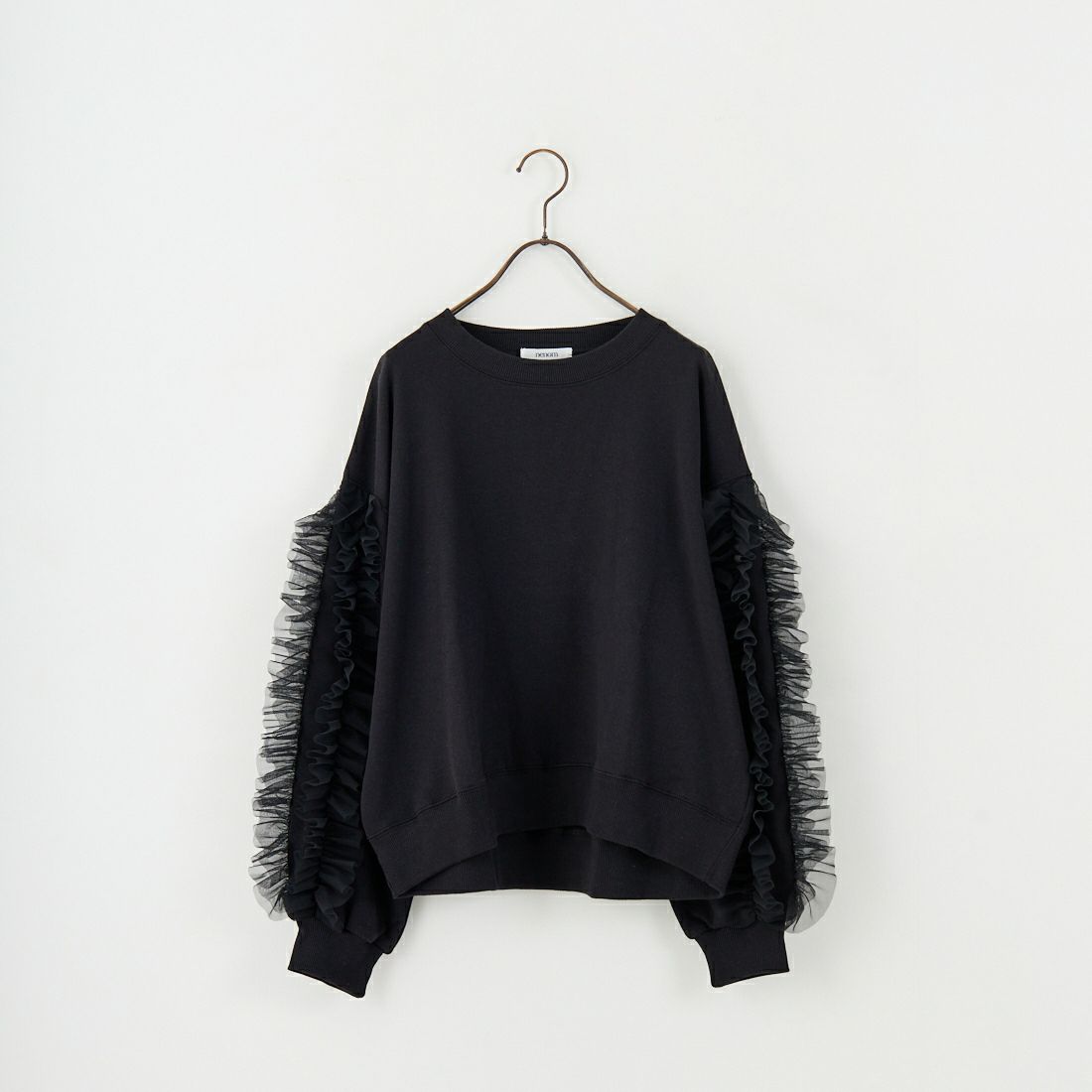 nenom [ネノム] 袖チュールフリルデザイン プルオーバースウェット [NE24132079] 09 BLACK