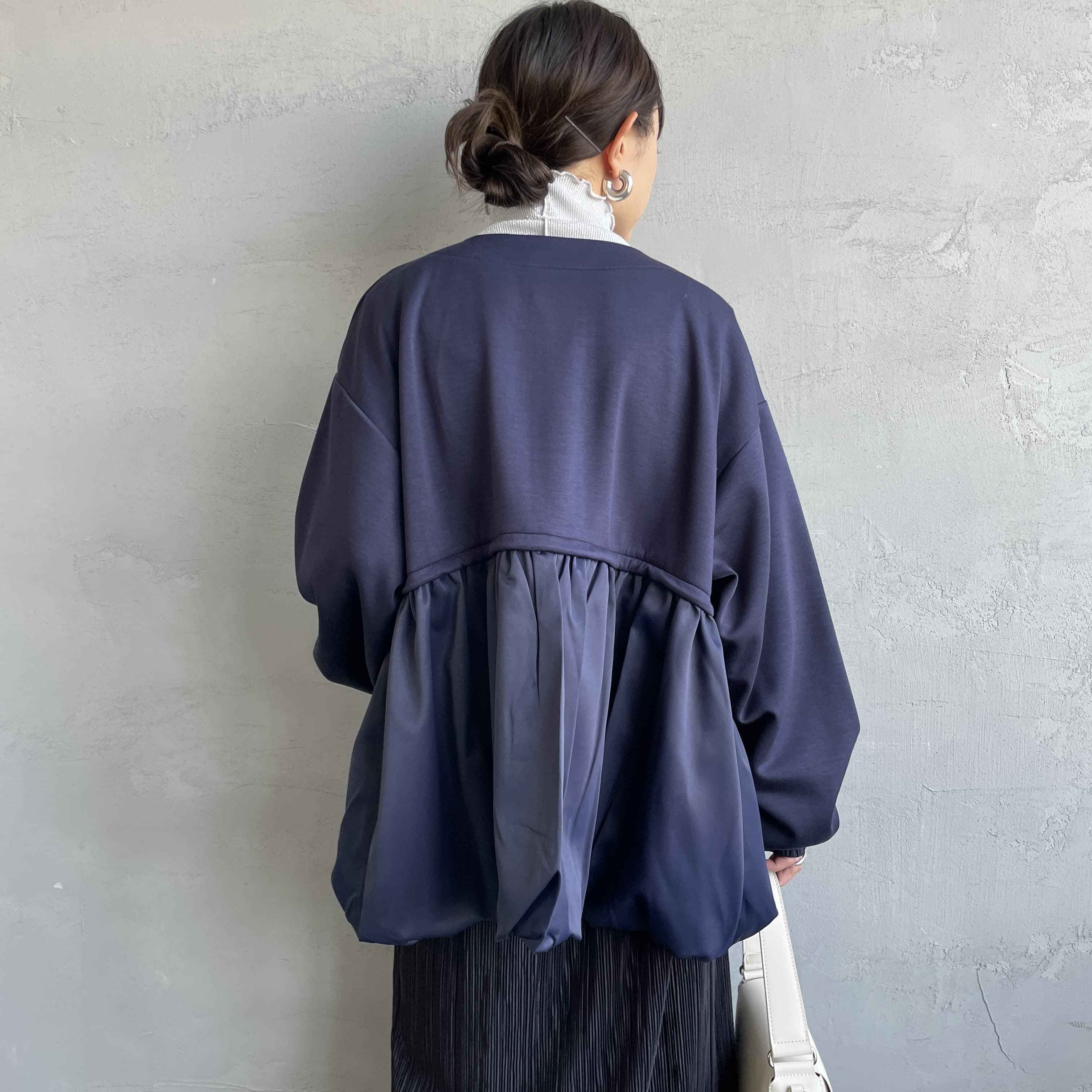 nenom [ネノム] 裾バルーン ドッキングブルゾン [NE25132018] 16 NAVY &&モデル身長：150cm 着用サイズ：F&&