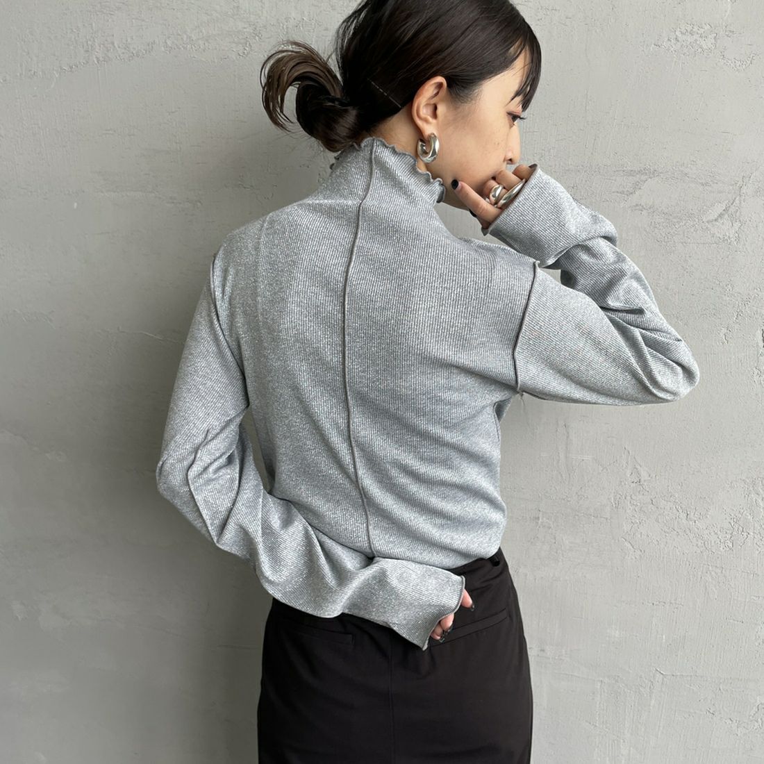 07 GRAY&&モデル身長：150cm 着用サイズ：F&&