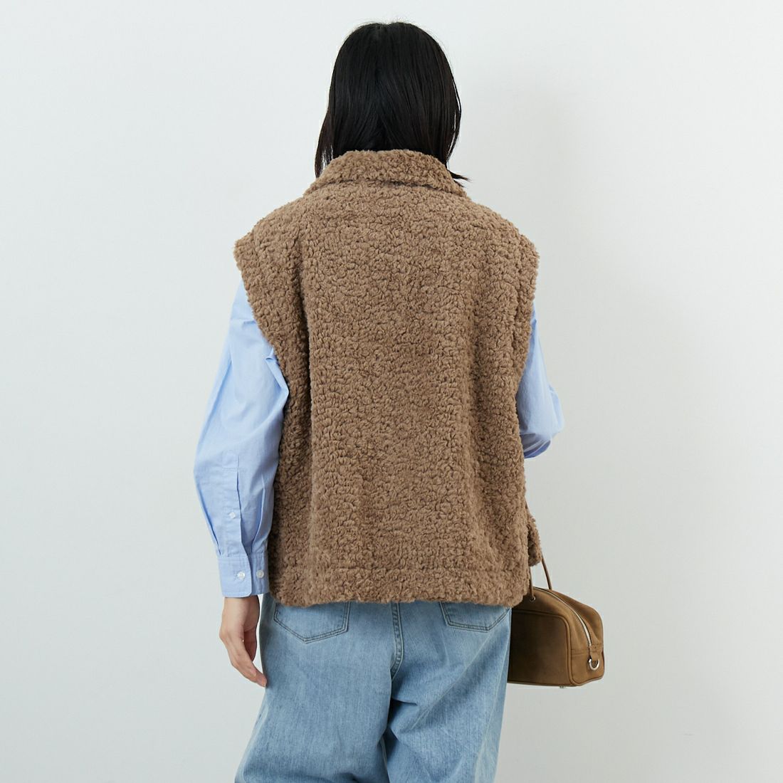 Jeans Factory Clothes [ジーンズファクトリークローズ] プードルボアハイネックベスト [VP-2263] ｸﾞﾚｰｼﾞｭ &&モデル身長：162cm 着用サイズ：F&&