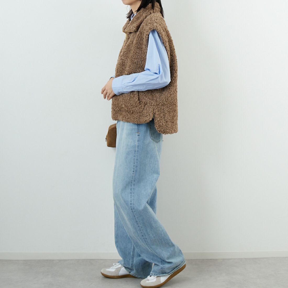 Jeans Factory Clothes [ジーンズファクトリークローズ] プードルボアハイネックベスト [VP-2263] ｸﾞﾚｰｼﾞｭ &&モデル身長：162cm 着用サイズ：F&&