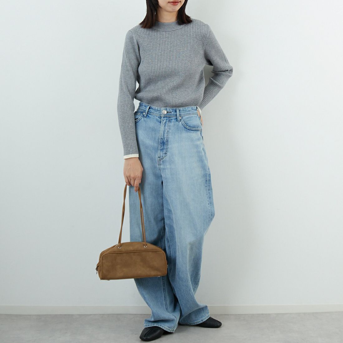 Jf Ready Made [ジェイエフレディメイド] モックネックニット [3106203] 821 ﾓｸｸﾞﾚｰ &&モデル身長：162cm 着用サイズ：F&&