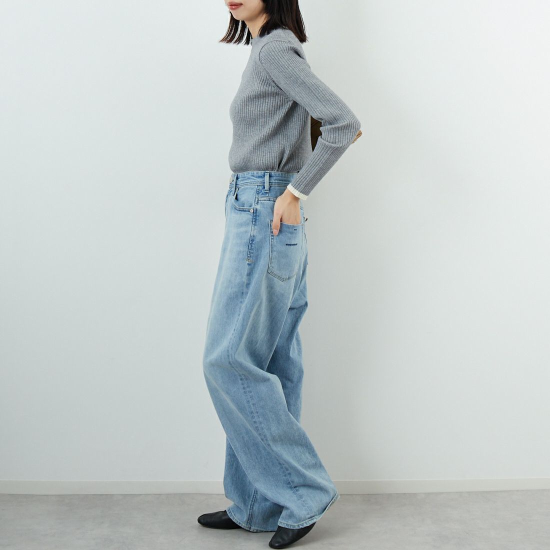 Jf Ready Made [ジェイエフレディメイド] モックネックニット [3106203] 821 ﾓｸｸﾞﾚｰ &&モデル身長：162cm 着用サイズ：F&&