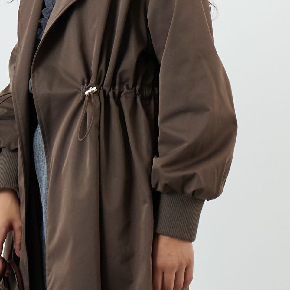 Jf Ready Made [ジェイエフレディメイド] ポリエステルタッサーコート [8552102-01] 62 ﾌﾞﾗｳﾝ &&モデル身長：162cm 着用サイズ：F&&