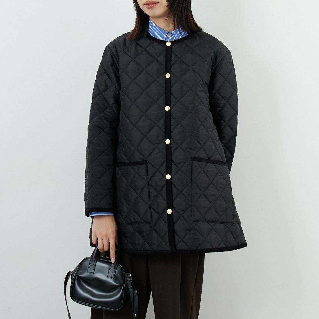 Traditional Weatherwear [トラディショナル ウェザーウェア] アークリー Aライン ミドル [L252APQCO0485AA] AA01 BK/BK &&モデル身長：162cm 着用サイズ：34&&