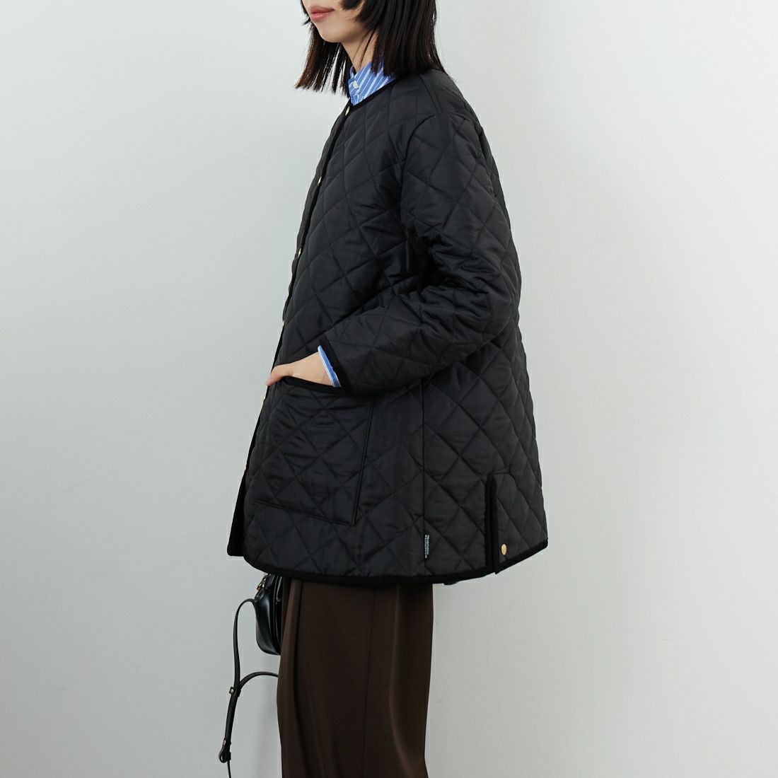 Traditional Weatherwear [トラディショナル ウェザーウェア] アークリー Aライン ミドル [L252APQCO0485AA] AA01 BK/BK &&モデル身長：162cm 着用サイズ：34&&