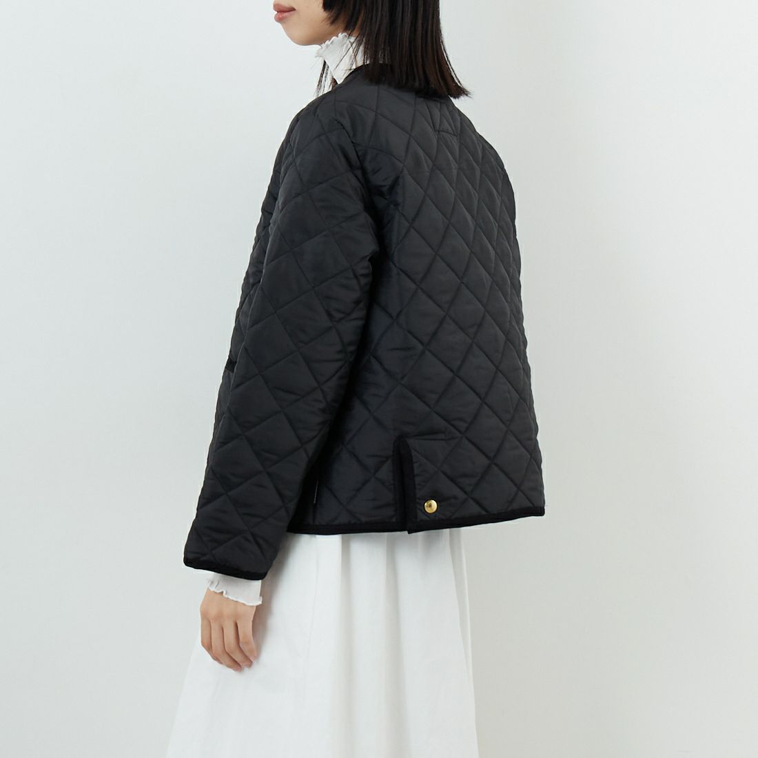 Traditional Weatherwear [トラディショナル ウェザーウェア] アークリー Aライン [L252APQCO0484AA] AA01 BK/BK &&モデル身長：162cm 着用サイズ：34&&