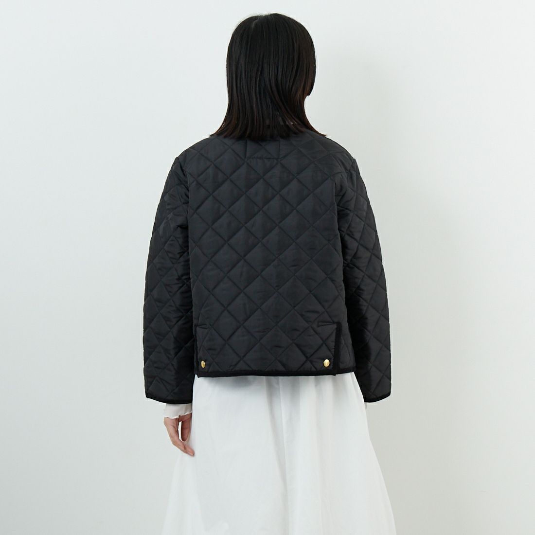 Traditional Weatherwear [トラディショナル ウェザーウェア] アークリー Aライン [L252APQCO0484AA] AA01 BK/BK &&モデル身長：162cm 着用サイズ：34&&