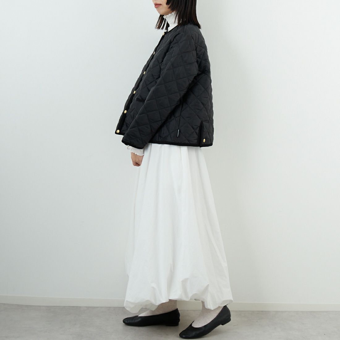 Traditional Weatherwear [トラディショナル ウェザーウェア] アークリー Aライン [L252APQCO0484AA] AA01 BK/BK &&モデル身長：162cm 着用サイズ：34&&