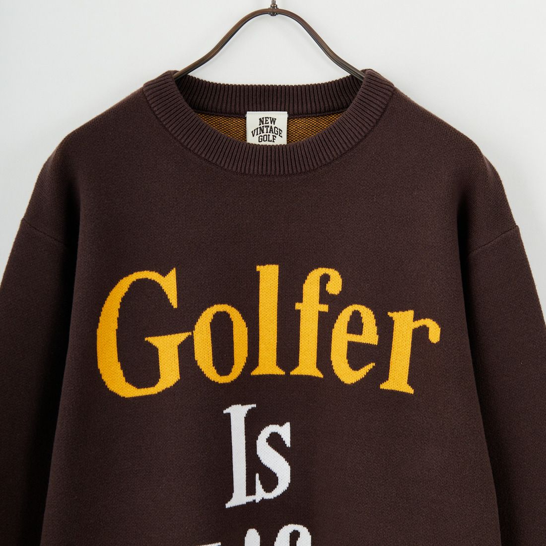 NEW VINTAGE GOLF [ニュービンテージゴルフ] GOLFER IS LIFE クルーネックニット [NVG-0409] DARK BROWN