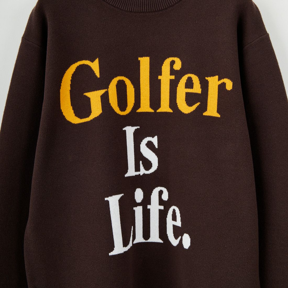 NEW VINTAGE GOLF [ニュービンテージゴルフ] GOLFER IS LIFE クルーネックニット [NVG-0409] DARK BROWN
