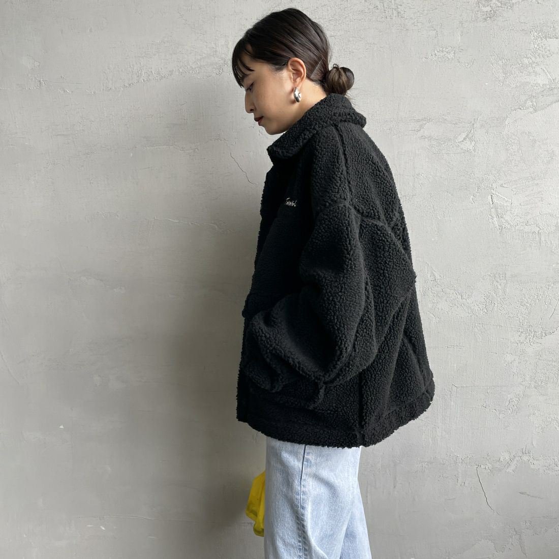 WILD THINGS [ワイルドシングス] ボアG-1ジャケット [WTL25113IS] BLACK &&モデル身長：150cm 着用サイズ：M&&