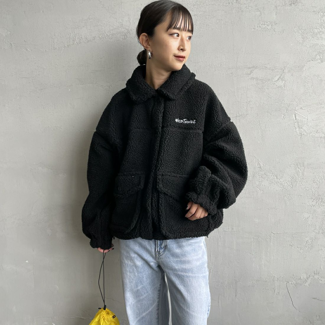 WILD THINGS [ワイルドシングス] ボアG-1ジャケット [WTL25113IS] BLACK &&モデル身長：150cm 着用サイズ：M&&