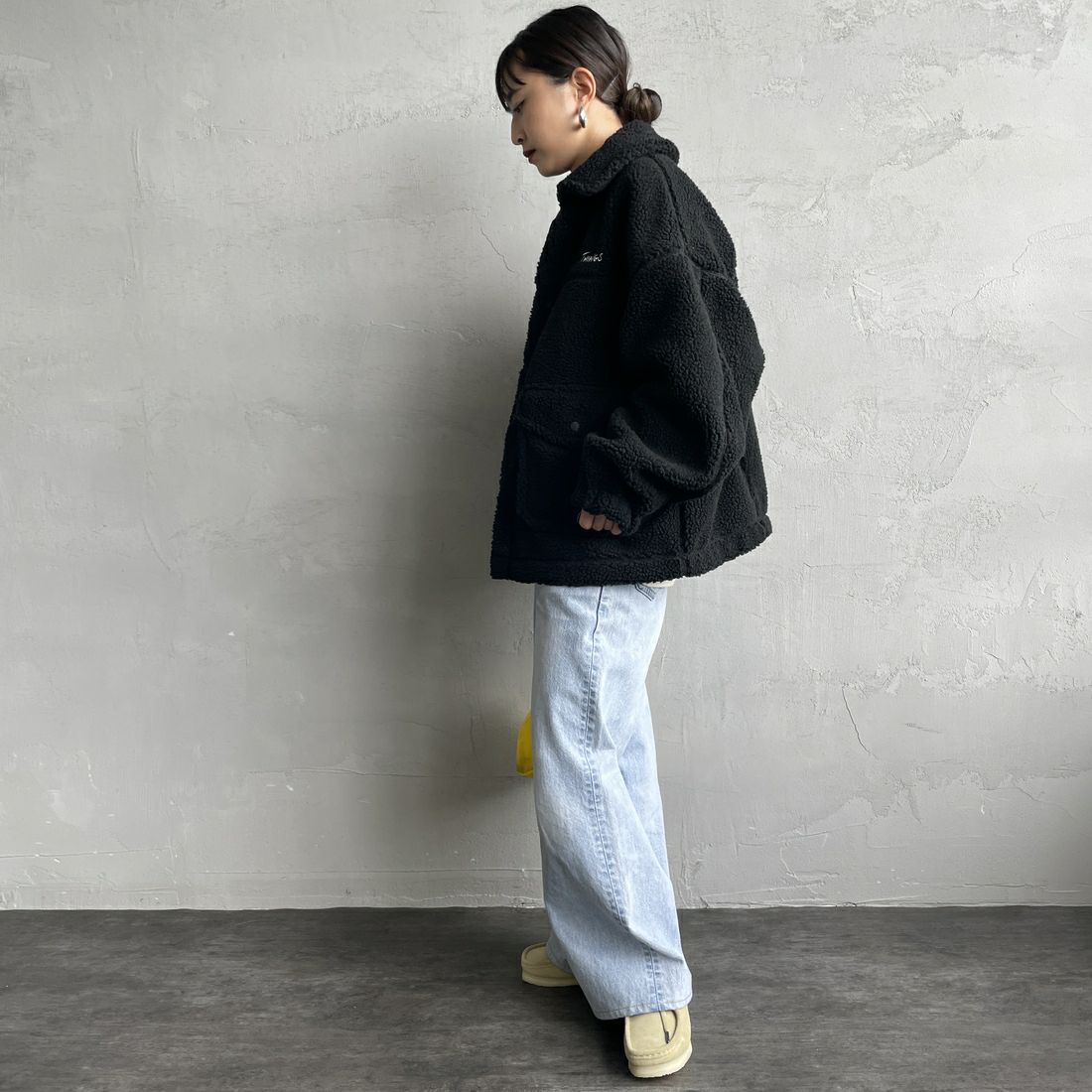 WILD THINGS [ワイルドシングス] ボアG-1ジャケット [WTL25113IS] BLACK &&モデル身長：150cm 着用サイズ：M&&