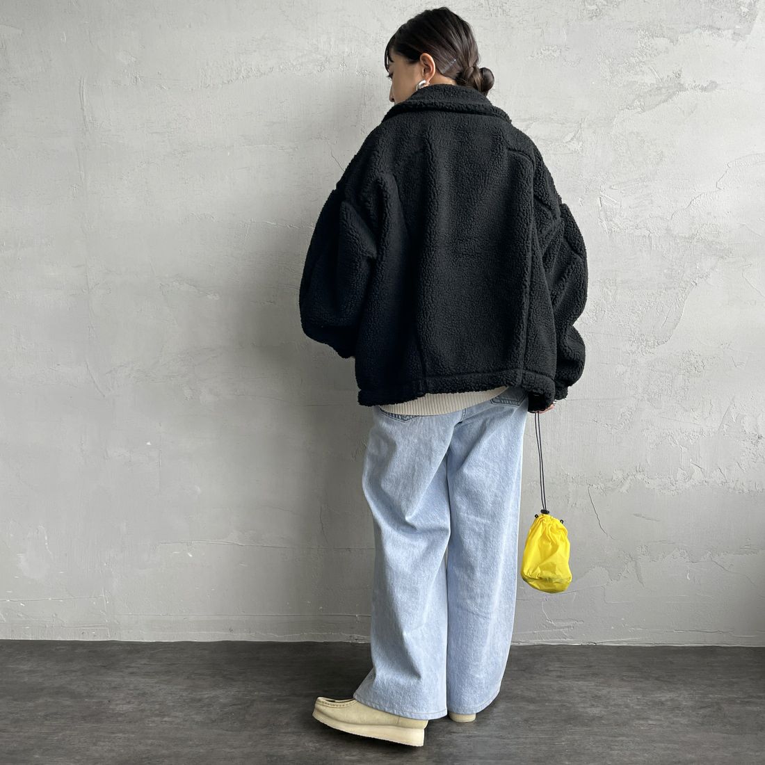 WILD THINGS [ワイルドシングス] ボアG-1ジャケット [WTL25113IS] BLACK &&モデル身長：150cm 着用サイズ：M&&