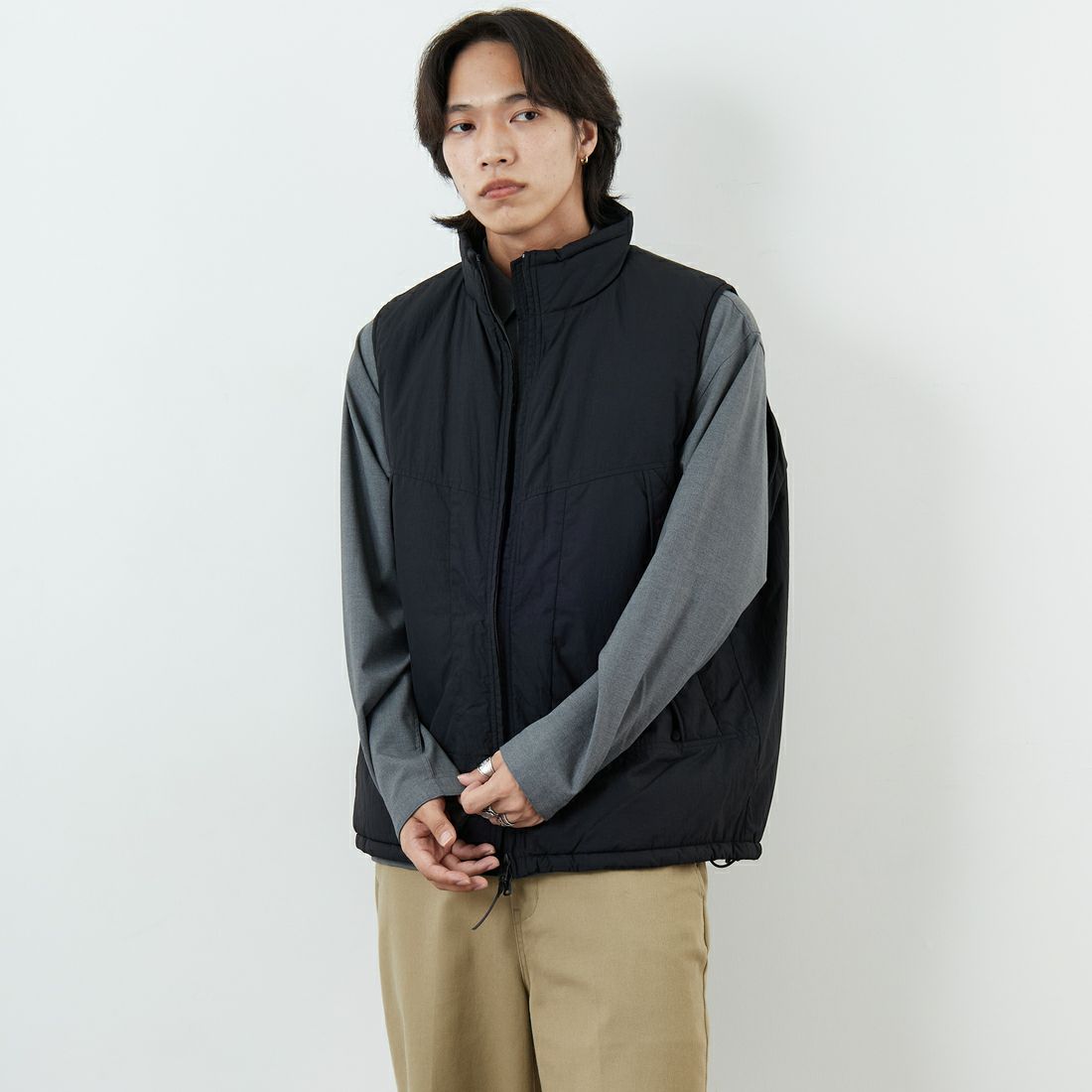 WILD THINGS [ワイルドシングス] モンスターベスト [WT25103SK] BLACK &&モデル身長：179cm 着用サイズ：L&&