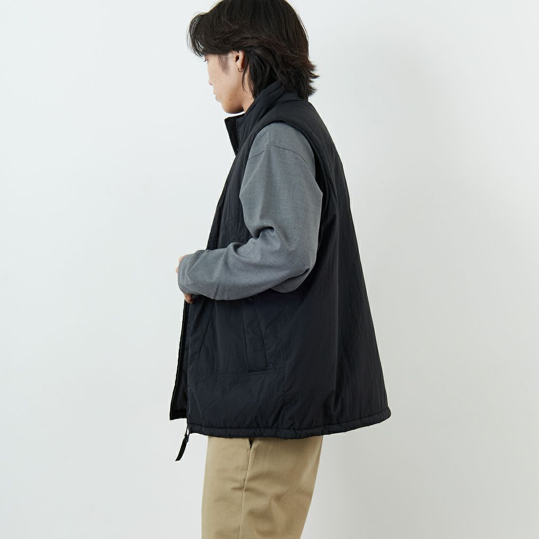 WILD THINGS [ワイルドシングス] モンスターベスト [WT25103SK] BLACK &&モデル身長：179cm 着用サイズ：L&&