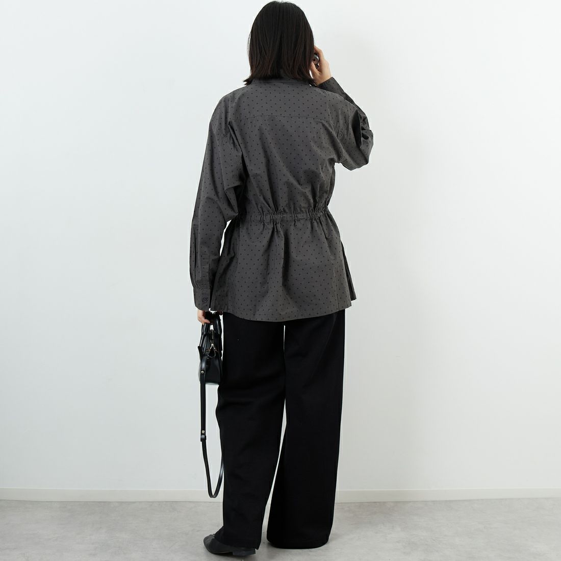 soil [ソイル] ドットコットンポプリン フラップポケットシャツ [NSL25531] 973M GY M. &&モデル身長：162cm 着用サイズ：2&&