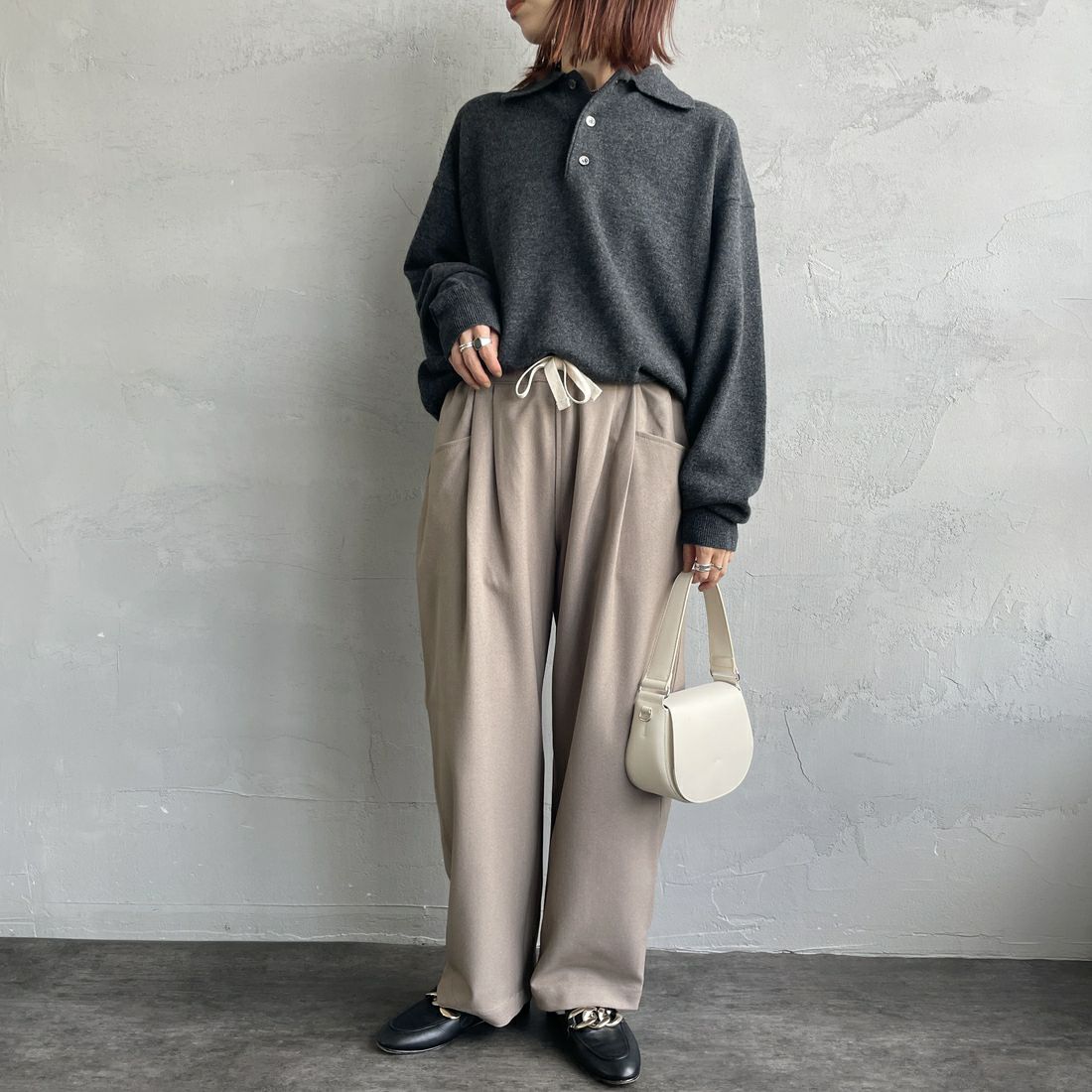 DANTON [ダントン] タックパンツ [DT-E0274FLP] TAUPE &&モデル身長：158cm 着用サイズ：36&&