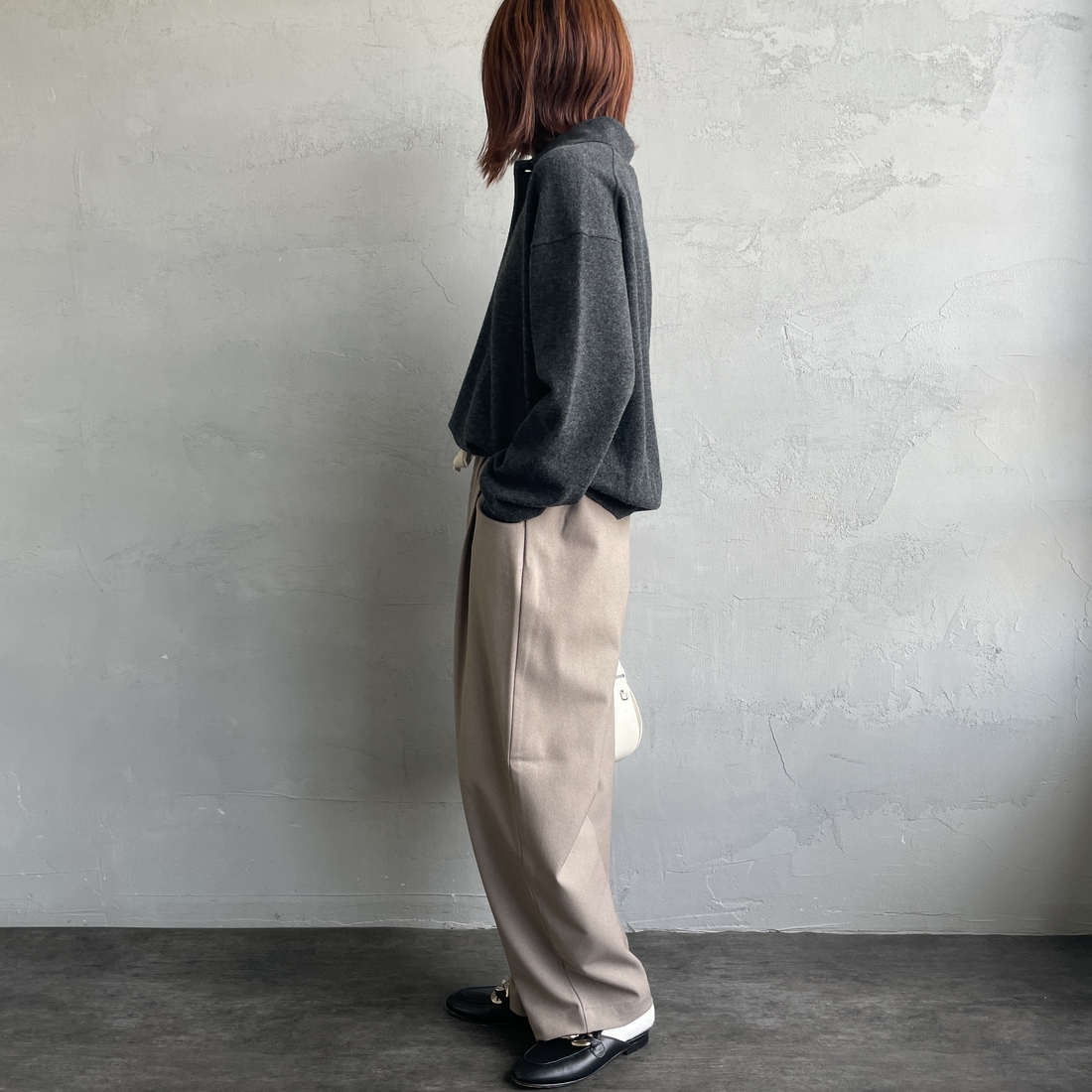 DANTON [ダントン] タックパンツ [DT-E0274FLP] TAUPE &&モデル身長：158cm 着用サイズ：36&&