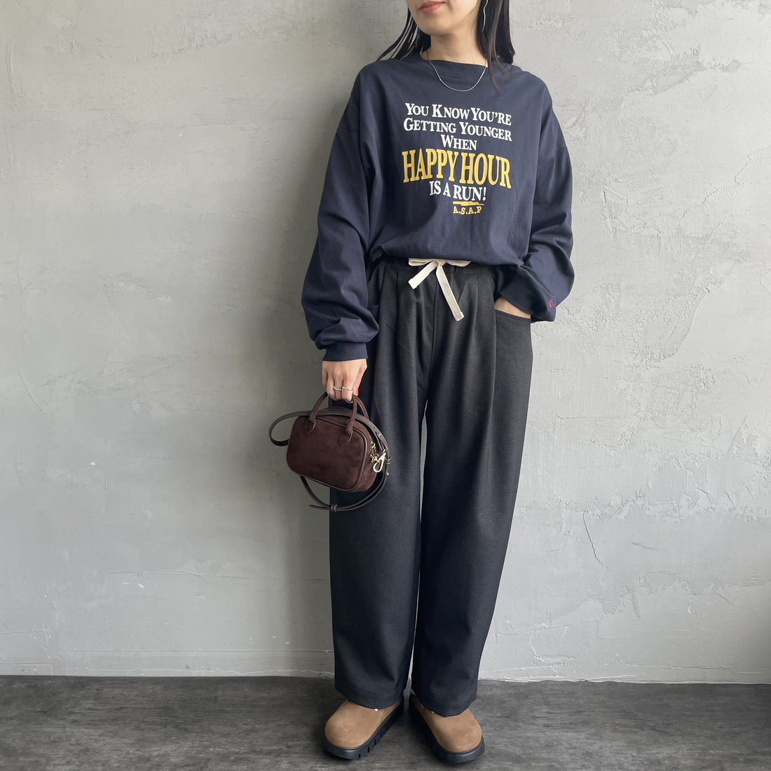 DANTON [ダントン] タックパンツ [DT-E0274FLP] DK.GRN GRY &&モデル身長：160cm 着用サイズ：36&&