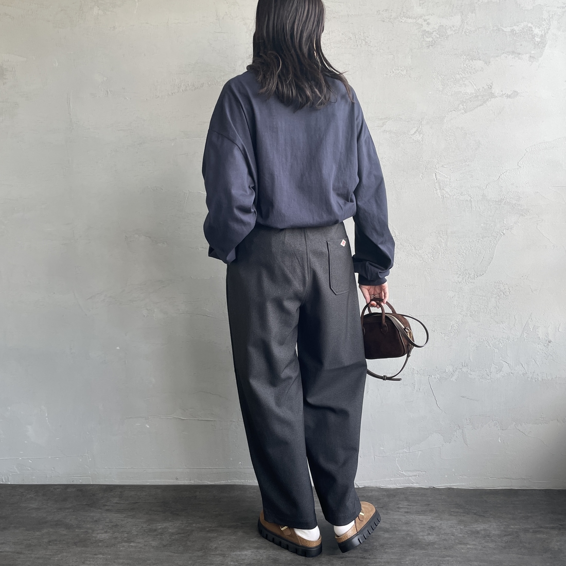 DANTON [ダントン] タックパンツ [DT-E0274FLP] DK.GRN GRY &&モデル身長：160cm 着用サイズ：36&&