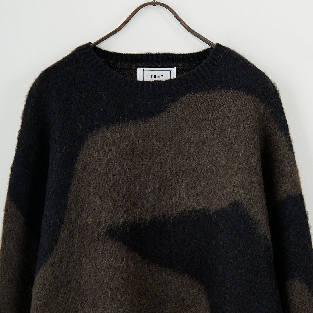 Tony Taizsun [トニータイズサン] マーブルモヘアクルーネックニット [25FW-018] BLK/OLV