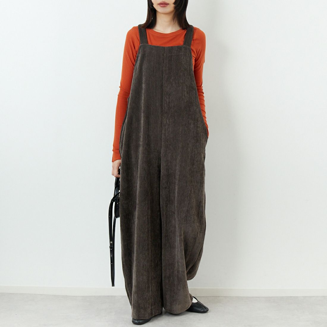 CLOCHE [クロシェ] ヘリンボーン2WAYサロペット [55286559] ﾁｬｺｰﾙ &&モデル身長：162cm 着用サイズ：2&&