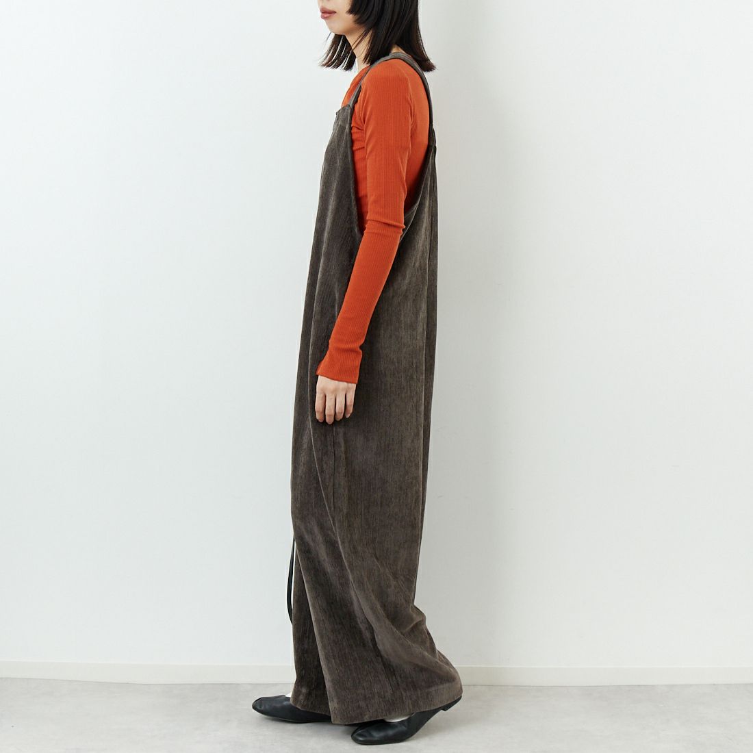 CLOCHE [クロシェ] ヘリンボーン2WAYサロペット [55286559] ﾁｬｺｰﾙ &&モデル身長：162cm 着用サイズ：2&&