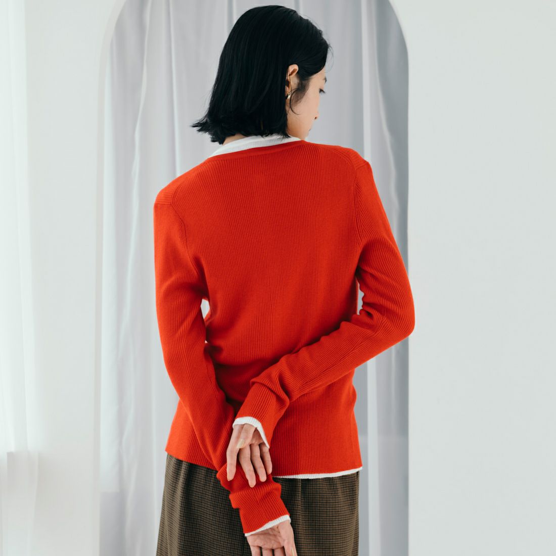 USINE [ユジーヌ] リブニットカーディガン [11256842] ﾚｯﾄﾞ