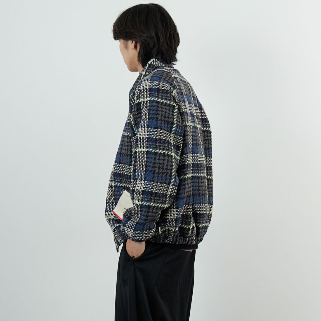 HELLO CALIF [ハローカリフ] ツイストツイルチェックコーチジャケット [HC-254-074] 820 BLUE &&モデル身長：179cm 着用サイズ：M&&