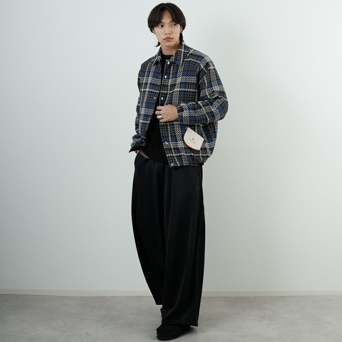 HELLO CALIF [ハローカリフ] ツイストツイルチェックコーチジャケット [HC-254-074] 820 BLUE &&モデル身長：179cm 着用サイズ：M&&