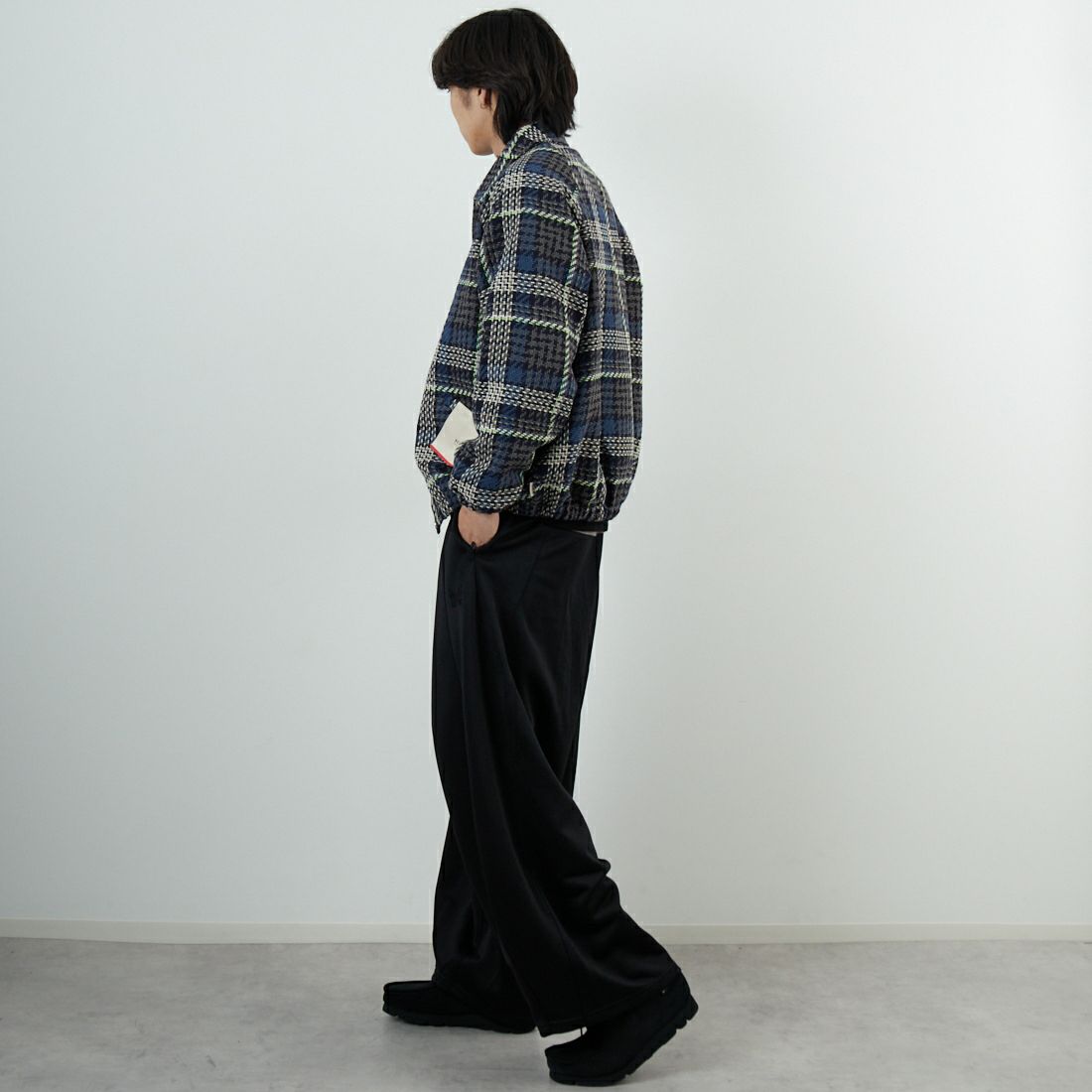 HELLO CALIF [ハローカリフ] ツイストツイルチェックコーチジャケット [HC-254-074] 820 BLUE &&モデル身長：179cm 着用サイズ：M&&